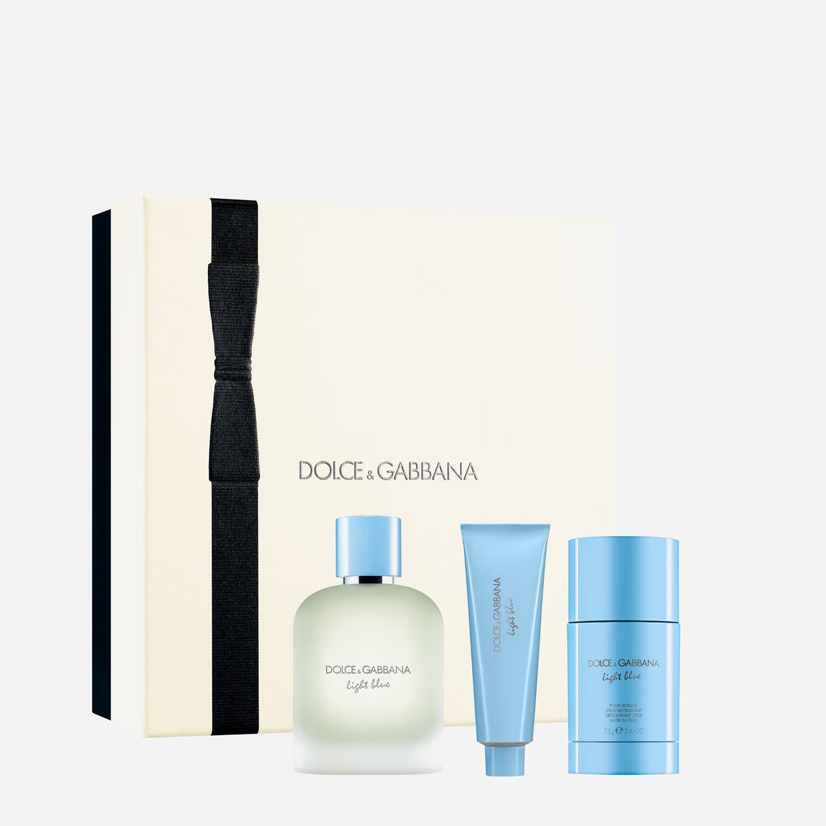 Light Blue by Dolce & Gabbana, 3 Piece Gift Set for Men with 3.38 oz Eau De Toilette Spray